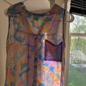 Retro button up tank top